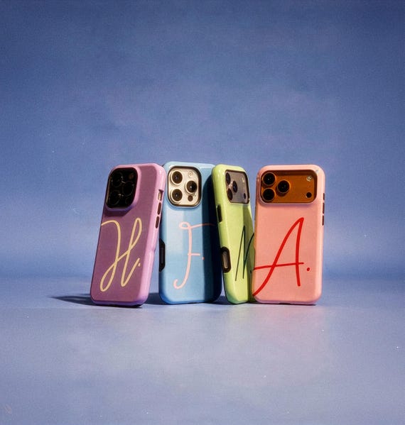 Custom Monogram Initials Magsafe Case for iPhone 17 16 15 14 13 12 11 Pro Max, Samsung S25 S24 Ultra Case, Personalized Name Phone Cover
