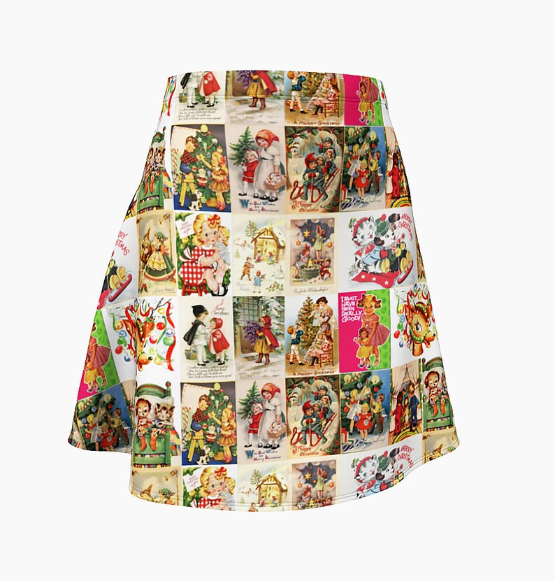 Christmas Skirt Cute Retro Christmas Cards Skirt By Rooby Lane