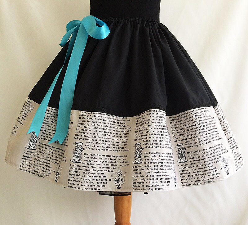 Alice In Wonderland Literature Skirt Book Skirt By Rooby Etsy