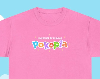 I'd Rather Be Playing Pokopia printed t-shirt
