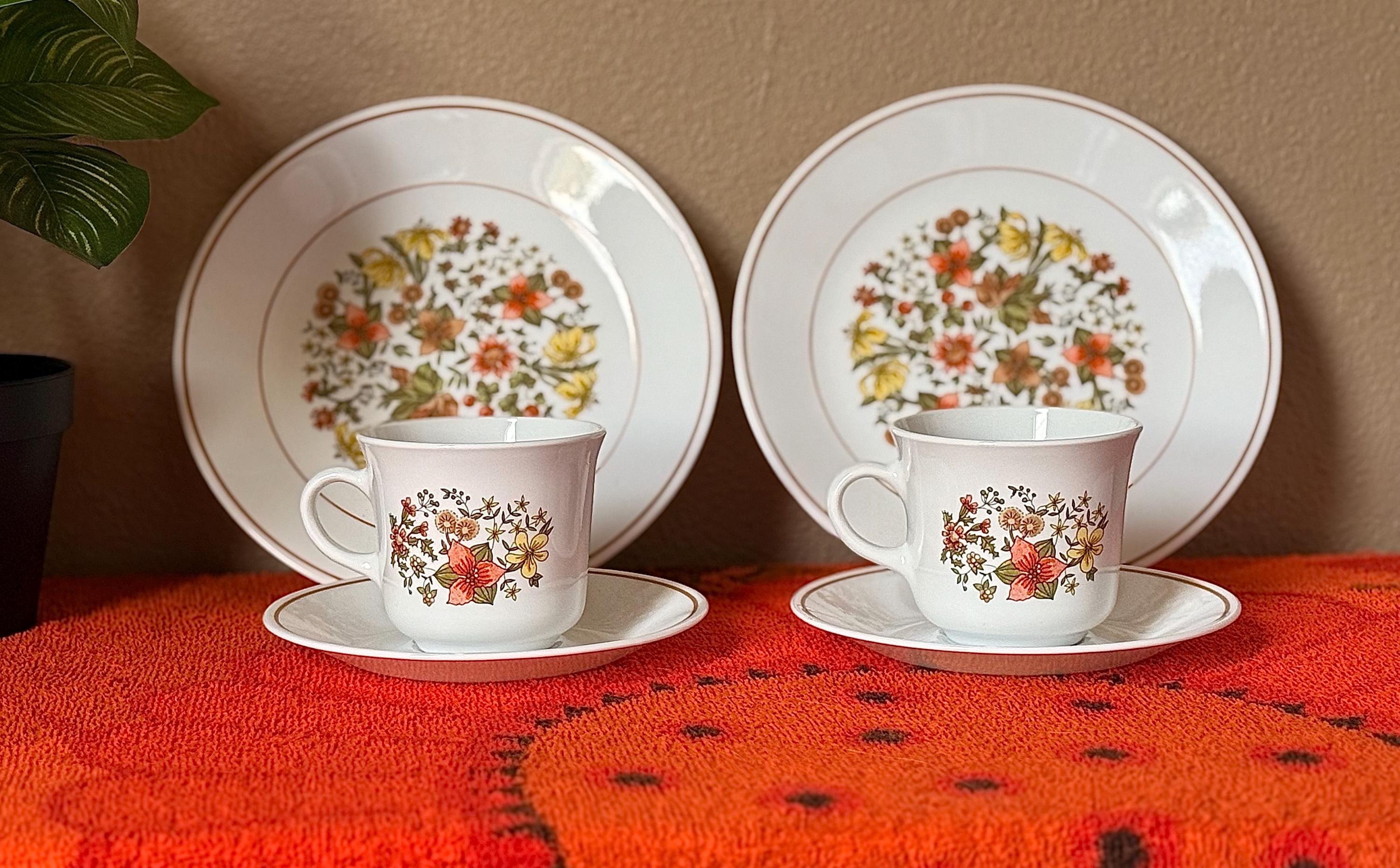 radiall レーヨン　50s 60s 70s calee crimie Vintage Corelle Indian Summer Tea Cup & Salad Plate Set – 1970s