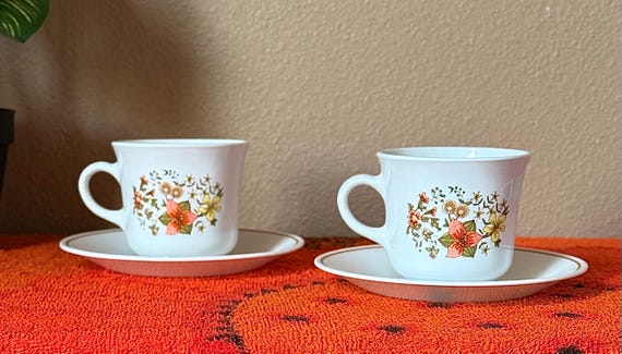 Vintage Corelle Indian Summer Tea Cup & Salad Plate Set – 1970s