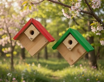 Handcrafted Cedar Wren House 2 Pack – Rustic Nest Box for House Wrens