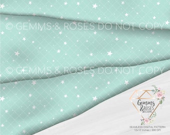 Pentagarden Stars Mint Seamless Digital Pattern, Witch, Occult, Stars, Spooky Seamless, Witchy Seamless