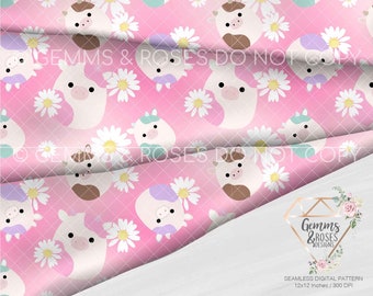 Squish Moo Cow Seamless Digital Pattern Bundle Sublimation DTG PNG, Belana, Patty, Ronnie