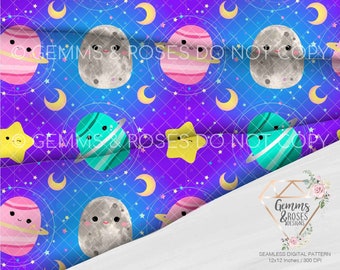 Squish Galaxy Seamless Digital Pattern Bundle Sublimation DTG PNG, Galaxy Seamless