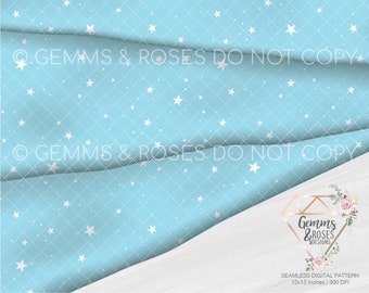 Pentagarden Stars Blue Seamless Digital Pattern, Witch, Occult, Stars, Spooky Seamless, Witchy Seamless