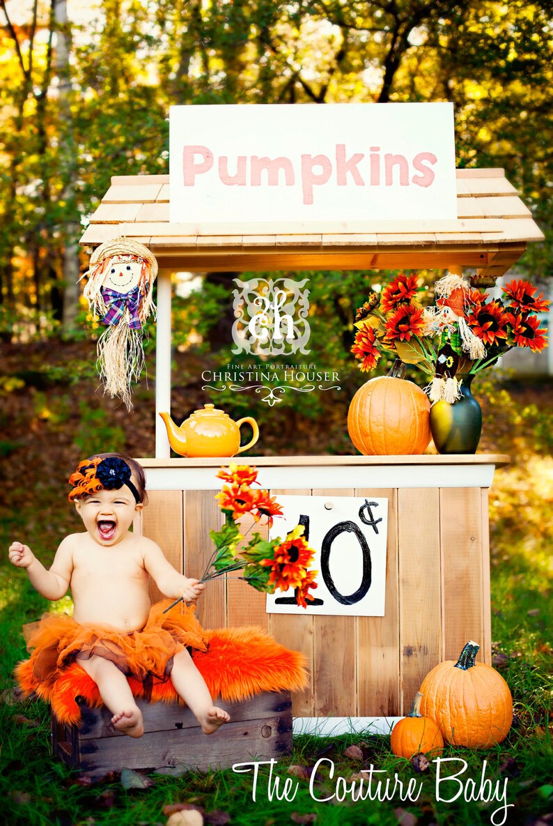 Orange and Black Curley Feather Pad Halloween Crystal or Pumpkin Center Flower Headband Newborn Infant Toddler Big Girl Headband FREE SHIP