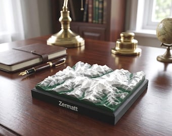Zermatt Matterhorn 3D Printed Topographic Map | Swiss Alps Model | Mountain Decor | Multicolour PLA