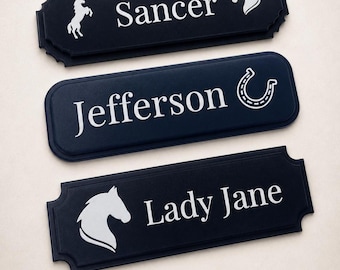 Personalised Horse Stable Sign | Strong Magnetic Name Plate, Custom Stall Yard Sign