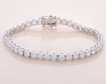 Lab Grown Diamond Tennis Bracelet, 10.37 CT White Gold Bracelet with VVS VS Clarity, Luxury Jewelry Gift