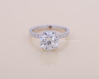 Rond geslepen laboratoriumdiamanten solitaire verlovingsring, 18 kt geelgouden bruidssieraden