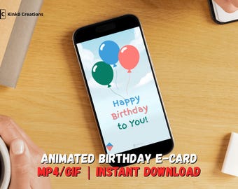 Animated Birthday E-Card – MP4 & GIF (Instant Digital Download)