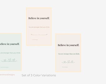 Believe in Yourself Print Set, Minimalist Wall Art (Digital Download)