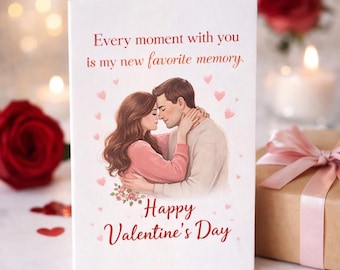Romantic Couple Valentine's Day Card, Love Quote Art (PDF, JPG Downloadable)
