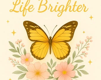 Butterfly Greeting Card: Pastel Floral, Positive Energy (PDF)