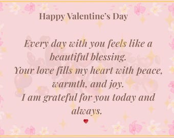 Floral Valentine Card, Romantic Love Note (Digital Download 5x7in PDF/JPG)