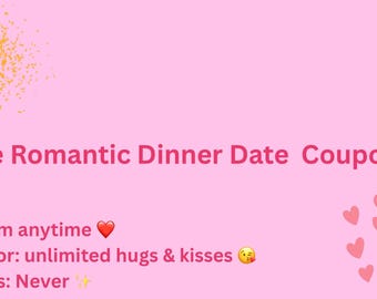 One Romantic Dinner Date Coupon   Love Coupons Printable  Couple Gift Anniversary Printable Instant Download