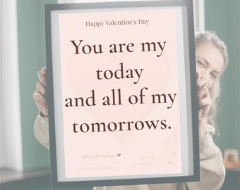 Romantic Quote Valentine Wall Art Print, Couple Gift (Digital Download)