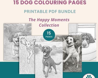 Advanced Dog Coloring Pages: Happy Pup PDF Bundle (Adults & Teens)