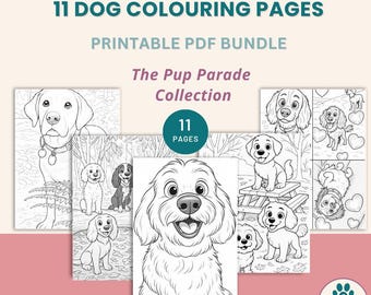 Dog Colouring Pages: Pup Parade PDF Bundle for Kids & Adults (11 Pages)