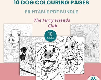 Dog Coloring Pages: Furry Friends PDF Bundle for Kids & Families (10 pages)