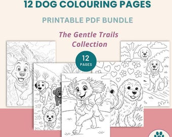 Dog Colouring Pages: Gentle Trails Collection (Printable PDF) - (12 pages)