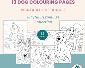 Dog Coloring Pages for Kids: Easy Beginner PDF Bundle (13 Pages)