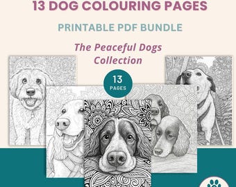 Dog Coloring Pages: Peaceful Mandalas, Expert Level (Printable PDF Bundle)