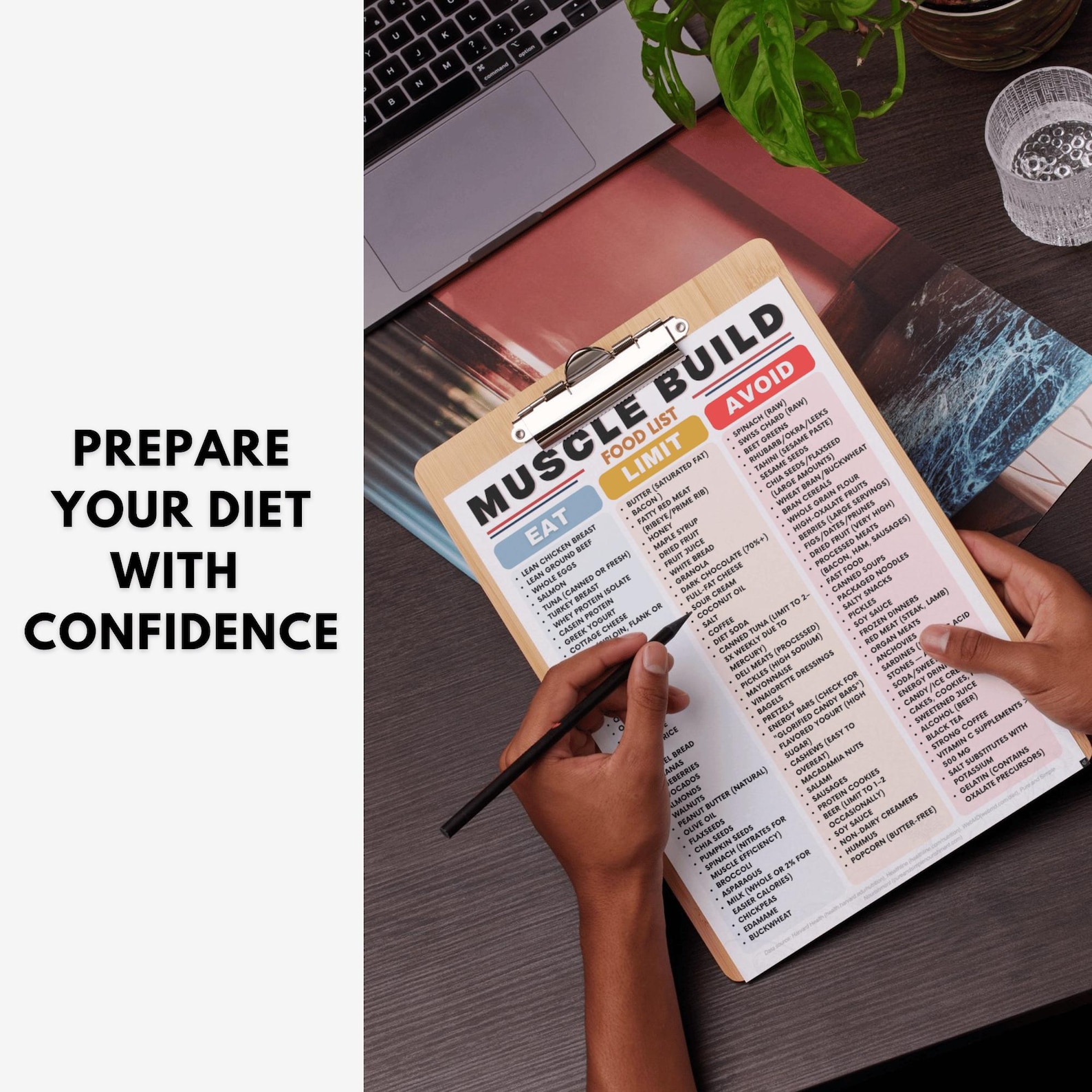Muscle Build Food List Printable, Fitness Food Chart, Fitness Meal Prep ...