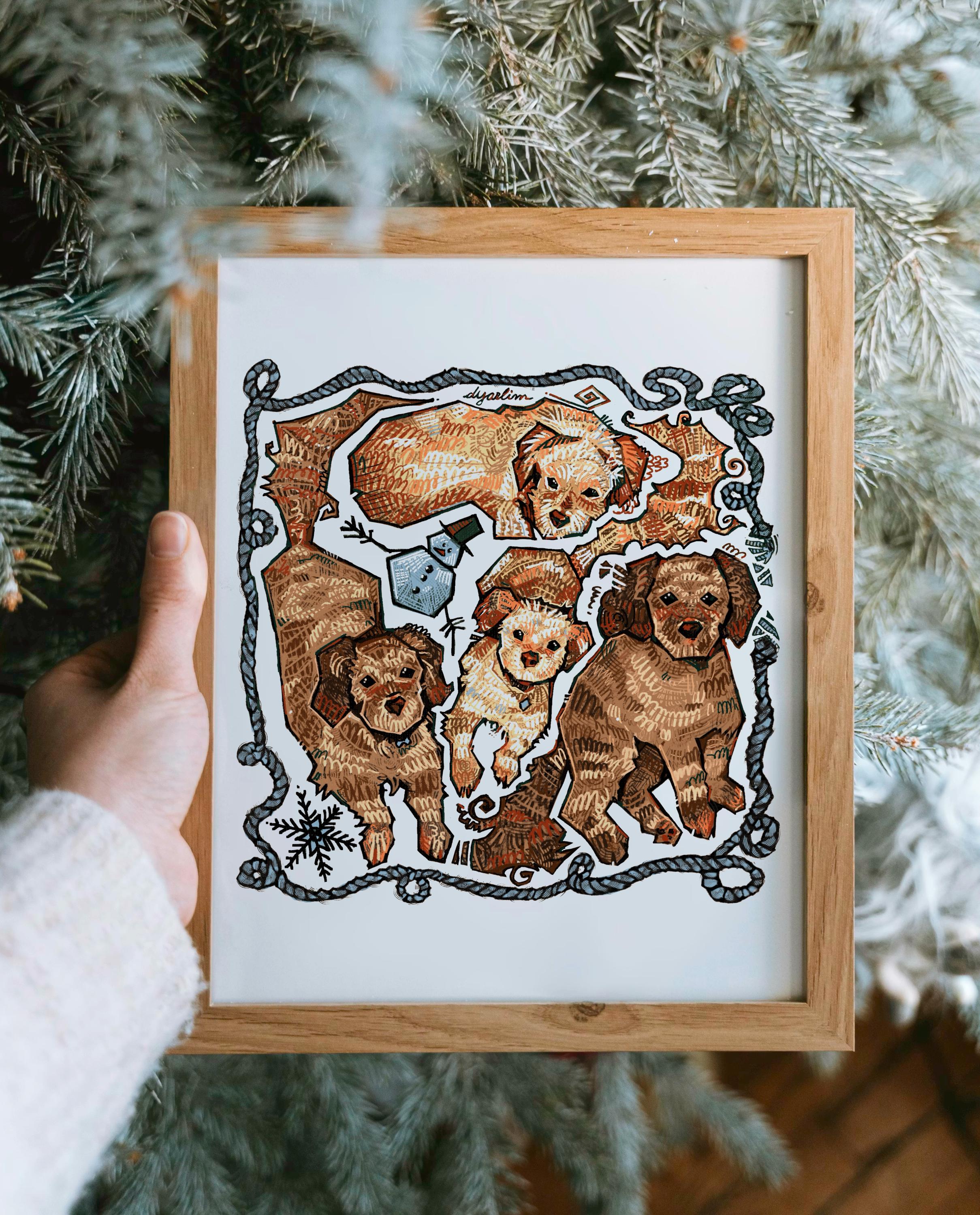 Custom 2 Pet Portrait from Photo, Personalized Dog or Cat Illustration, Two Pets Drawing