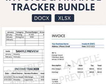 Paquete de seguimiento de facturas y finanzas: plantillas editables (Word y Excel)