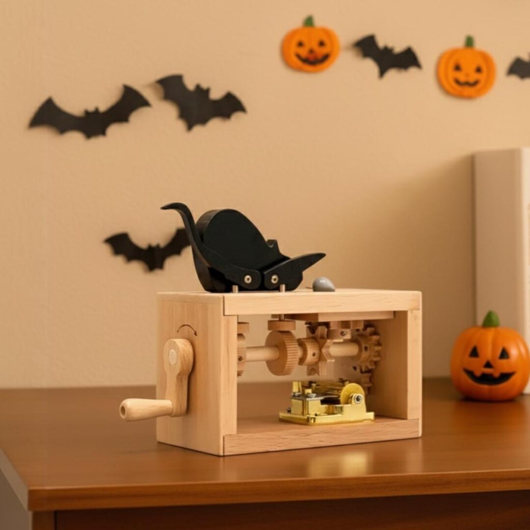 Handmade Wooden Cat and Mouse Music Box – Kinetic Toy | Unique Gift for ...