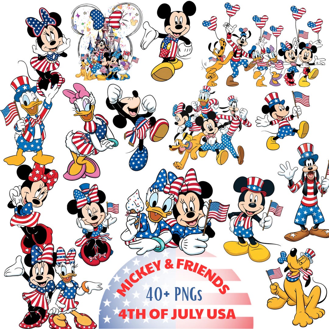 Mickey 4th of July Png Desigb: Patriotic American Flag Designs (digital ...