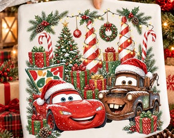 Merry Christmas Race Car Png, Kids Cartoon Racing Design, Truck Coquette Christmas Png, Cartoon Car Christmas Png, Digital File