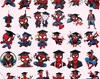 30+ Hero Characters Graduation 2026 Png Bundle, Cute Cartoon Graduation Cap Png, Super Hero Graduation Clipart, Hero Senior 2026 Png