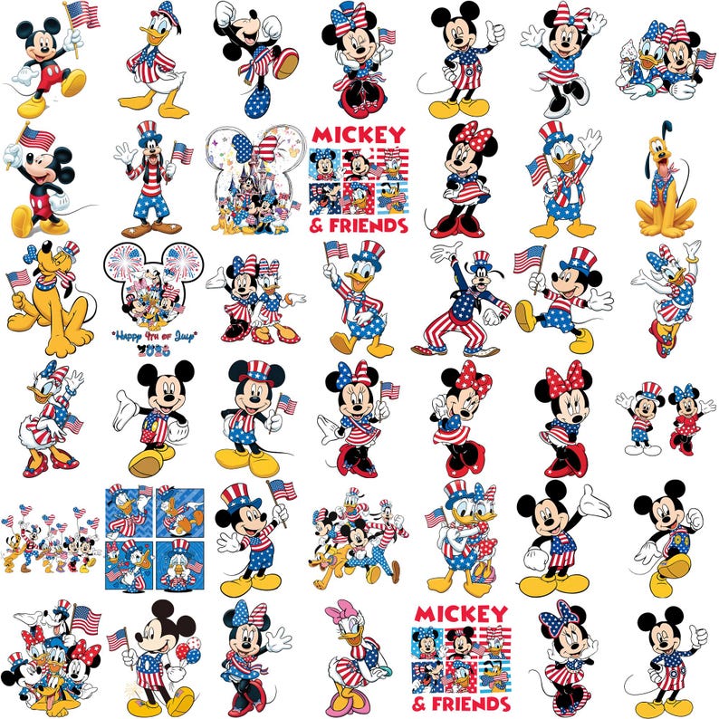 Mickey 4th of July Png Desigb: Patriotic American Flag Designs (digital ...