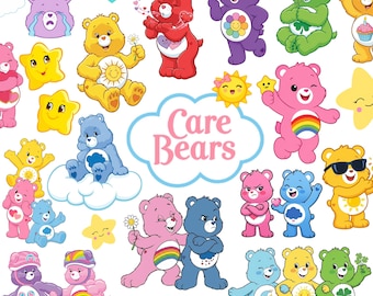 Cute Pastel Rainbow Bear SVG Bundle | Retro Cartoon Bear Clipart | Kawaii Bear PNG | Sublimation & Cricut Files
