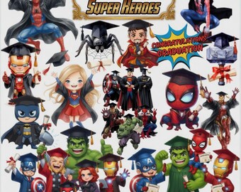 80+ Superhero Graduate Bundle PNG, Class of 2026 Clipart, Hero Characters (Digital Download)