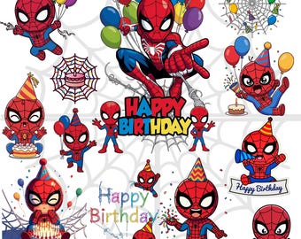 100+ Spidey Birthday Boy PNG Clipart Bundle Birthday Numbers Set