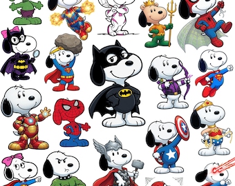 Superhero Dog PNG Bundle, Cute Comic Hero Puppy Clipart, Cartoon Dog Collage, Action Hero Sublimation Design PNG