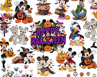 Mickey Mouse & Friends Halloween  Bundle, Mickey Mouse Halloween Cartoon Sublimation Cliparts, Mickey Mouse Halloween Cliparts (Digital)