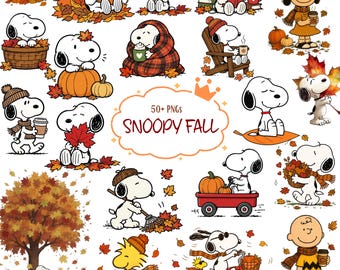 Snoopy Autumn Bundle PNG, Peanuts Fall Graphics, Charlie Brown Harvest Clipart, Fall Season PNG Download