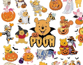 Disney Winnie The Pooh Halloween Png, Pooh And Friends Png, Halloween Party Png, Spooky Season Png, Trick Or Treat Png, Disney Pumpkin Png