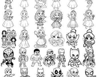 Mega SVG PNG Bundle | Princess, Spider Man, Super Hero (Digital Download)