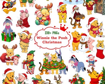 230+ Winnie the Pooh Christmas Png Clipart Bundle, Winnie the Pooh png, Winnie the Pooh watercolor png, Winnie the pooh birthday