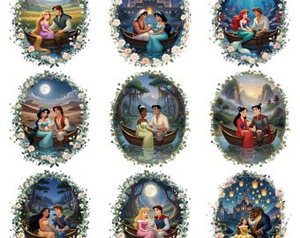 Coquette Mirror Princess Characters PNG Bundle, Princess Coquette Bow Digital Files, Family Trip,Funny Cartoon Friends, Family Vacation