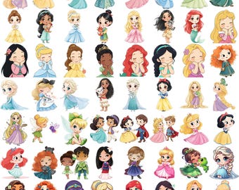 Princess Watercolor Clipart Bundle | Cute Princess PNGs | Fairytale Castle, Crown & Princess Party clipart