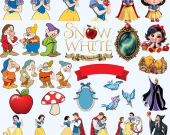 Snow White PNG Clipart, Princess Instant Digital Download, Free SVG for Cricut, transparent background, Evil Queen art, Snow White printable