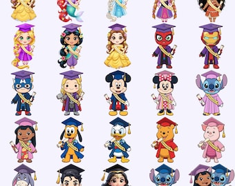 Graduation Cartoon Characters PNG Clipart Bundle